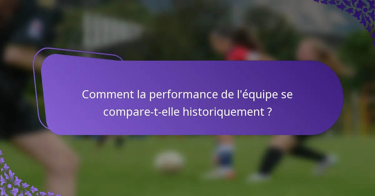 Comment la performance de l'équipe se compare-t-elle historiquement ?
