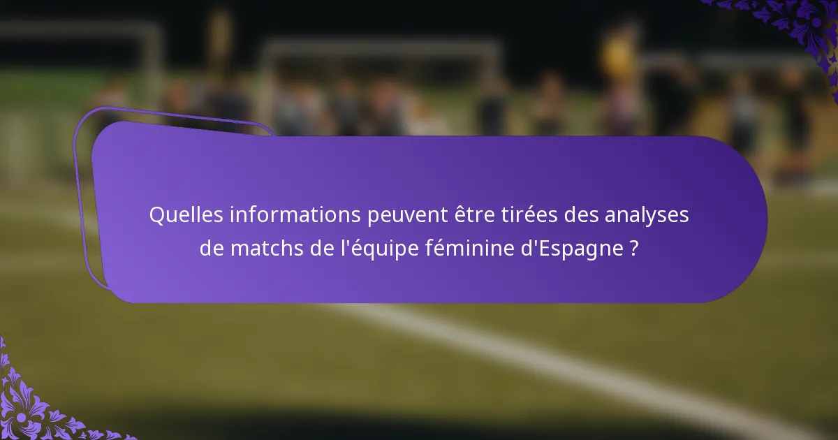 Quelles informations peuvent être tirées des analyses de matchs de l'équipe féminine d'Espagne ?
